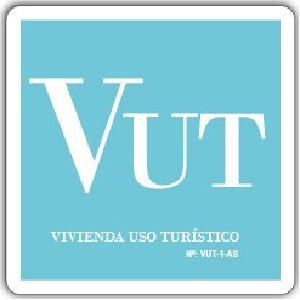 PLACA "VUT" ESTANCIAS TURISTICAS  ASTURIAS 20 x20 cm ALUPANEL