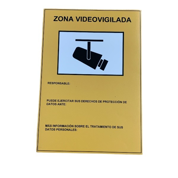 Cartel videovigilancia - Placa zona videovigilada – Carteles cámara  vigilancia 20x15 cm - Amarillo Interior-Exterior - PVC (5 Piezas Cartel